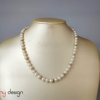 16.5 inch pearl necklace mixed 9k gold